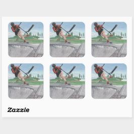 Kobold Scooter tricks Fantasy Art Square Stickers
