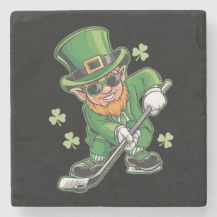 Kobold spielt Hockey St. Patrick's Day Irisch Steinuntersetzer