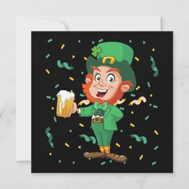Kobold trinkt Bier St. Patrick's Day (Vorderseite)