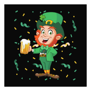 Kobold trinkt Bier St. Patrick's Day Fotodruck