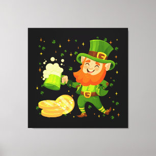 Kobold trinkt Bier St. Patrick's Day Leinwanddruck