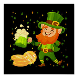 Kobold trinkt Bier St. Patrick's Day Poster