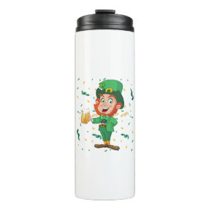 Kobold trinkt Bier St. Patrick's Day Thermosbecher
