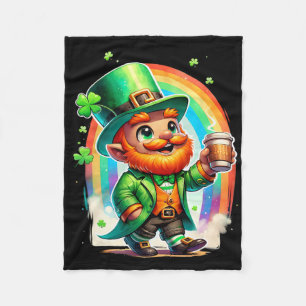 Kobold trinkt Kaffee Irischer St. Patrick's Day Fleecedecke