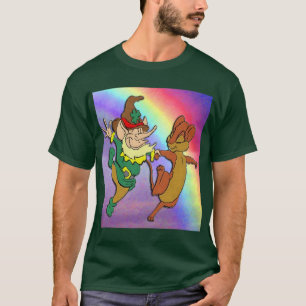 Kobold und Maus tanzen mit Regenbogen-T - Shirt