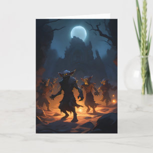 Kobolde kommen bei Mondlicht Halloween Feiertagskarte