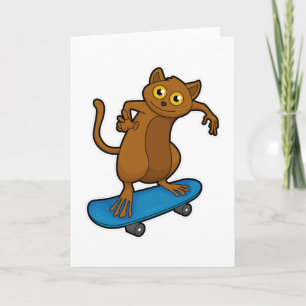 Koboldmaki als Skater mit Skateboard Karte