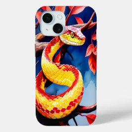 Kobra mit lebendiger rot-gelber Waage in Baumkrone Case-Mate iPhone Hülle