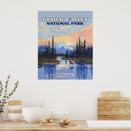 Kobuk Valley Nationalpark Alaska Karibik Vintag Poster