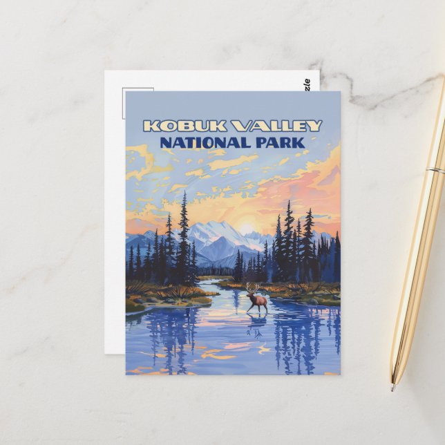 Kobuk Valley Nationalpark Alaska Karibik Vintag Postkarte (Vorderseite/Rückseite Beispiel)