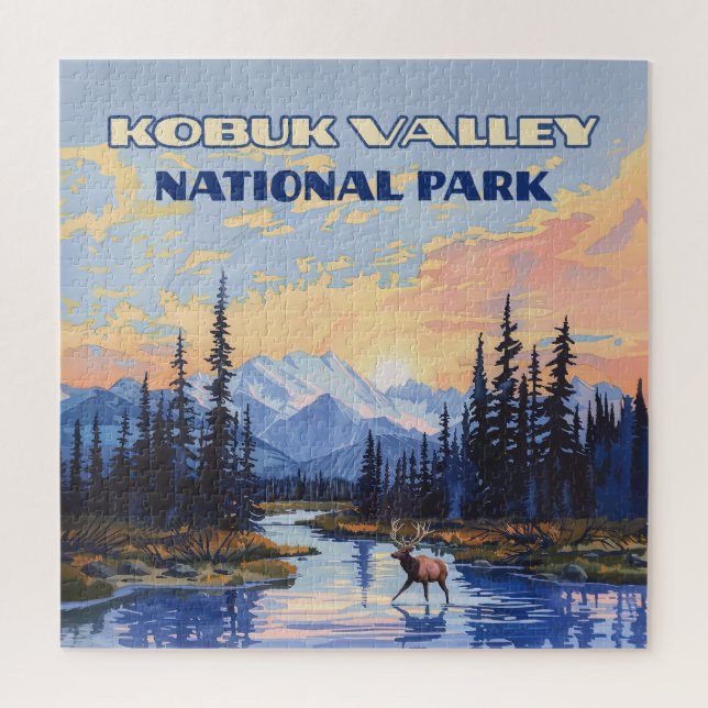 Kobuk Valley Nationalpark Alaska Karibik Vintag Puzzle (Vertikal)