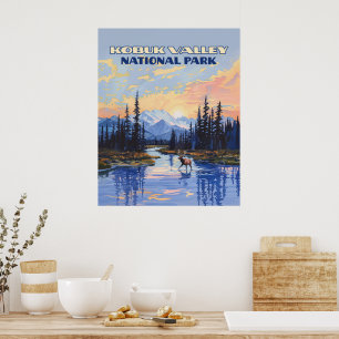 Kobuk Valley Nationalpark Alaska Karibu Vintage Poster