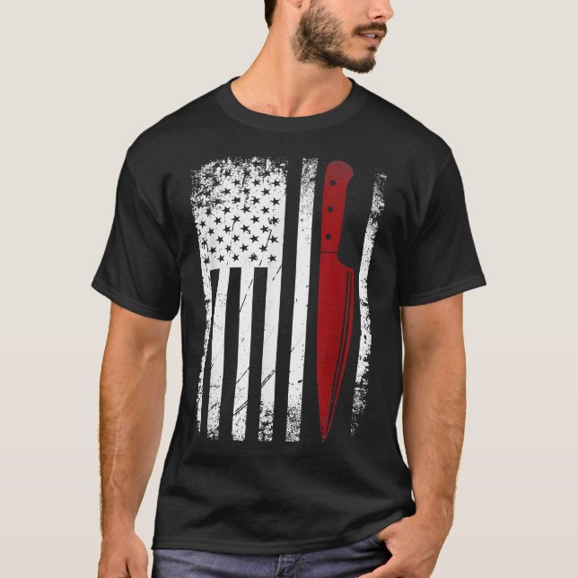 Koch American Flag Cooking Patriotic Kitchen Grill T-Shirt (Vorderseite)