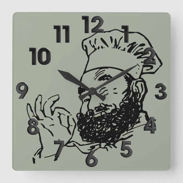 Koch anerkannt quadratische wanduhr (Vorderseite)