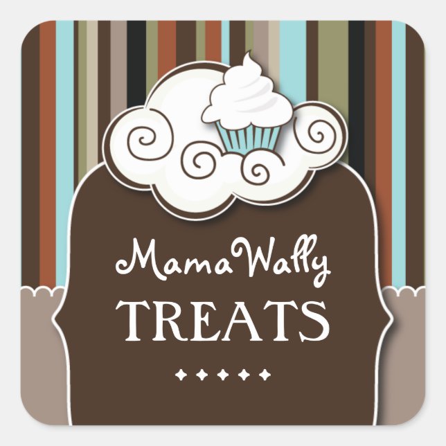 Koch-Aufkleber für dekorative Konditorei Quadratischer Aufkleber (Vorderseite)