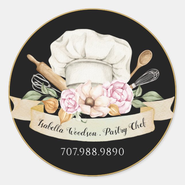 Koch Backen Tools Pink Black Product Labels Runder Aufkleber (Vorderseite)
