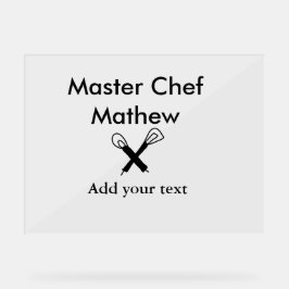 Koch-Bäckerei-Meister Koch hinzufügen Textname Cut Acrylschild