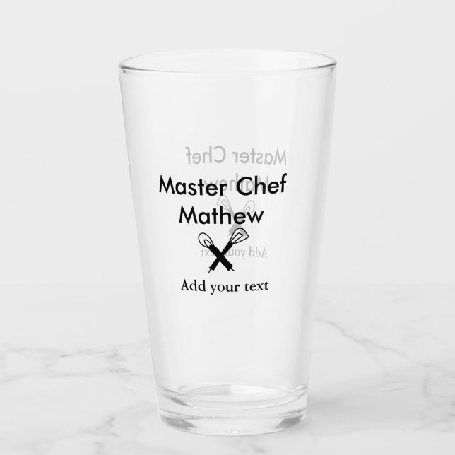 Koch-Bäckerei-Meister Koch hinzufügen Textname Cut Glas (Vorderseite)