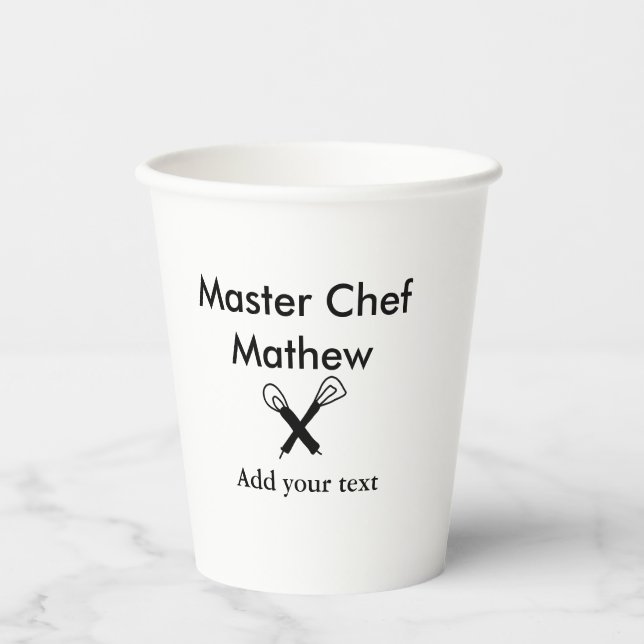 Koch-Bäckerei-Meister Koch hinzufügen Textname Cut Pappbecher (Vorderseite)