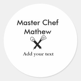 Koch-Bäckerei-Meister Koch hinzufügen Textname Cut Runder Aufkleber
