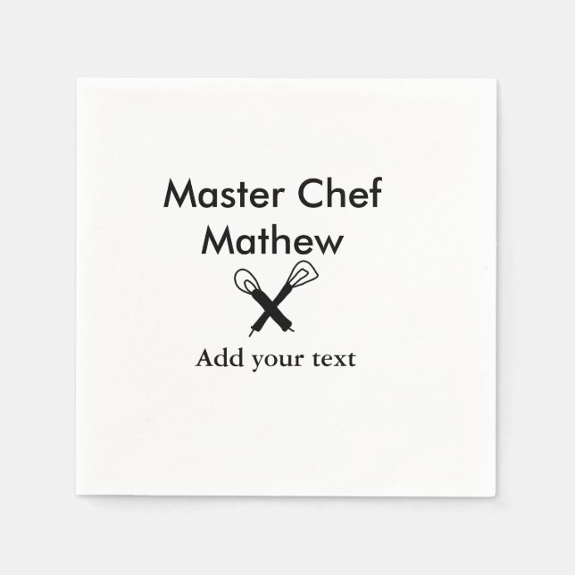 Koch-Bäckerei-Meister Koch hinzufügen Textname Cut Serviette (Vorderseite)