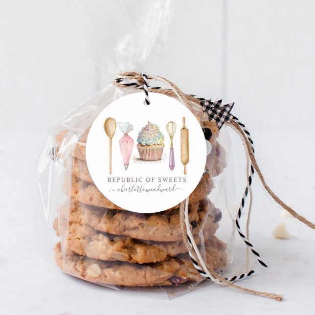 Koch Baker's Utensils Cupcake Bäckerei Konditorei Runder Aufkleber (Von Creator hochgeladen)