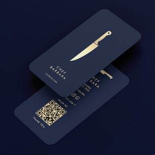Koch Bakery Caterer Dunkles Navy Gold Kniff Modern Visitenkarte