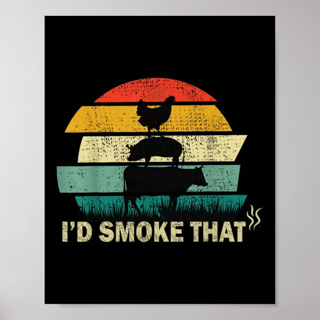 Koch Butcher kochen Grillen Id rauchen, dass Kuhwe Poster (Vorne)