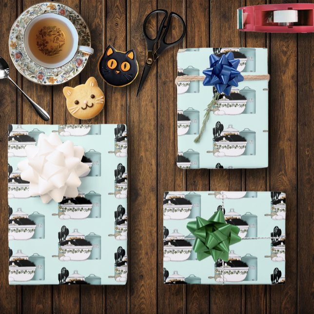 Koch Cat Blue Geschenkpapier Set (Von Creator hochgeladen)