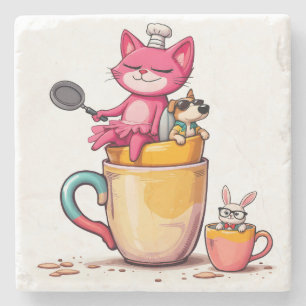 Koch Cat Kaffeepause Untersetzer