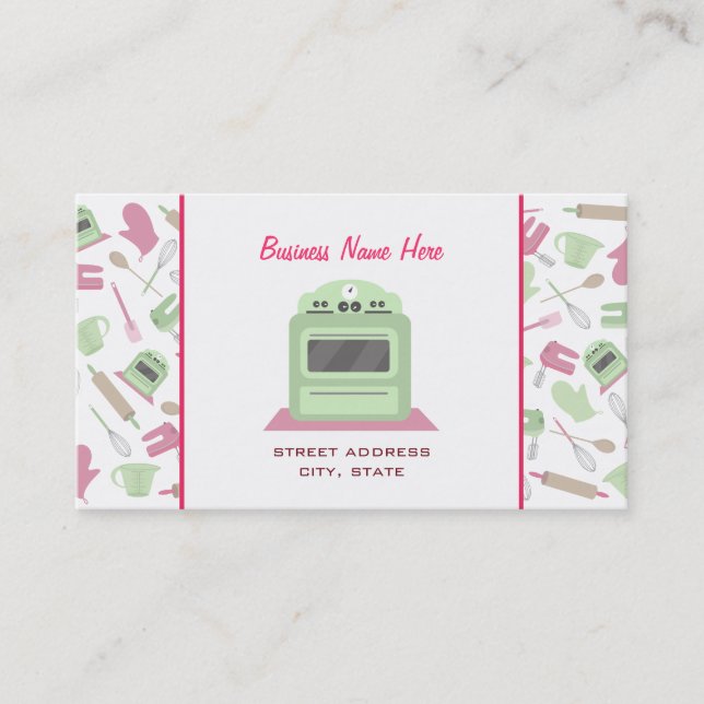 Koch Caterer Business Card - Küchenmuster Visitenkarte (Vorderseite)