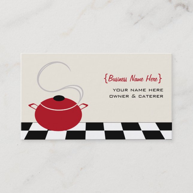 Koch / Caterer Business Card - Red Cooking Pot Visitenkarte (Vorderseite)
