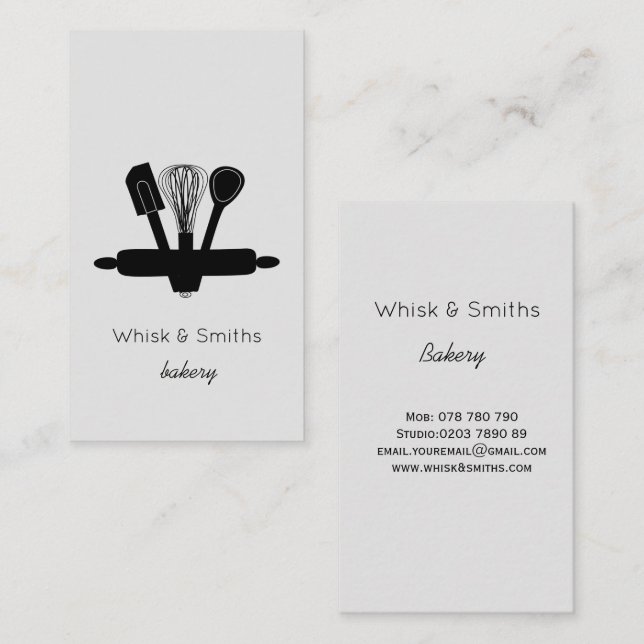 Koch Caterer Custom Grau Whisk Bakery Visitenkarte (Vorne/Hinten)