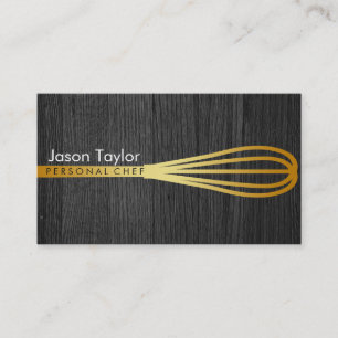 Koch Catering Bäckerei Gold Whisk Grau Wood Visitenkarte