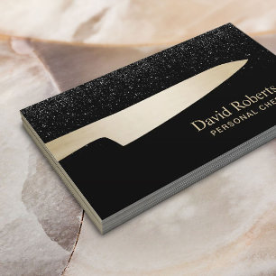 Koch Catering Gold Knife Moderner Schwarzer Glitze Visitenkarte