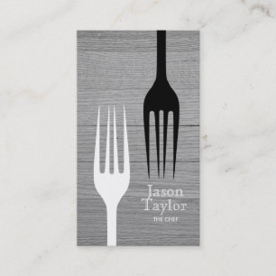 Koch Catering Restaurant Food Fork Logo Grau Wood Visitenkarte