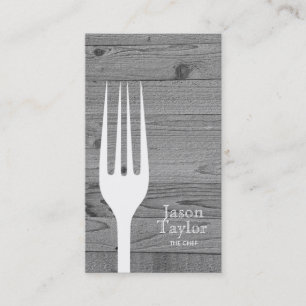 Koch Catering Restaurant Food Fork Logo Grau Wood Visitenkarte