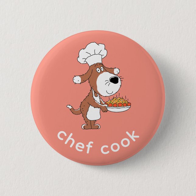 Koch Cook Niedlich Funny Doppy Welpe Cartoon Button (Vorderseite)