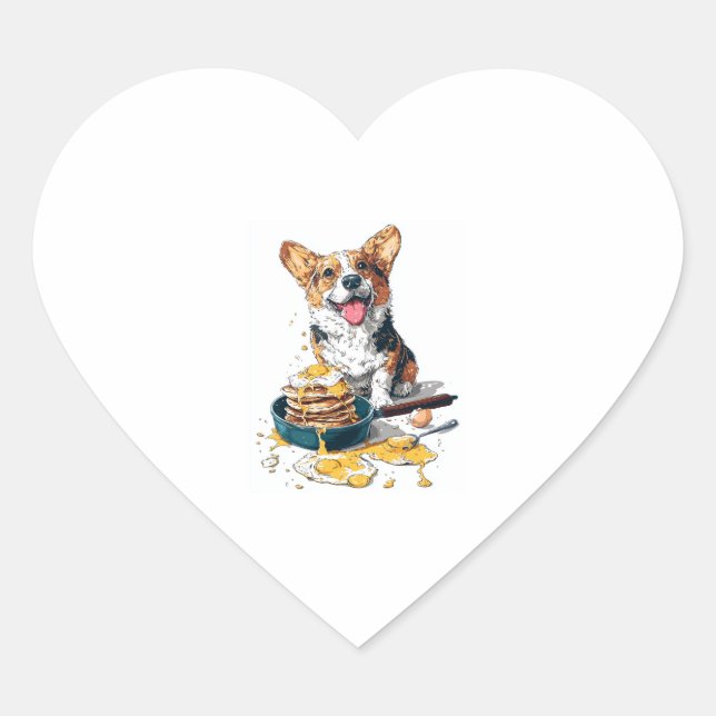 Koch Corgi - Funny Cooking Dog Herz-Aufkleber (Vorderseite)