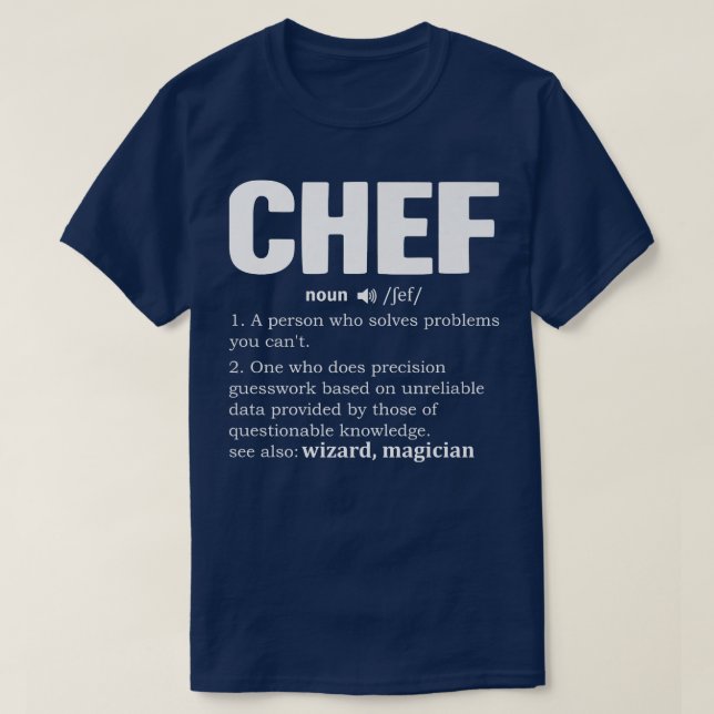 Koch definiert Sous Koch Dictionary Cook Noun Coo T-Shirt (Design vorne)