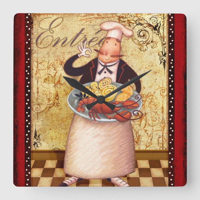 Koch Entrée Quadratische Wanduhr (Vorderseite)