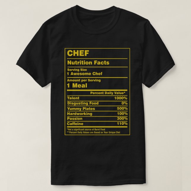 Koch Ernährungsfakte T-Shirt (Design vorne)