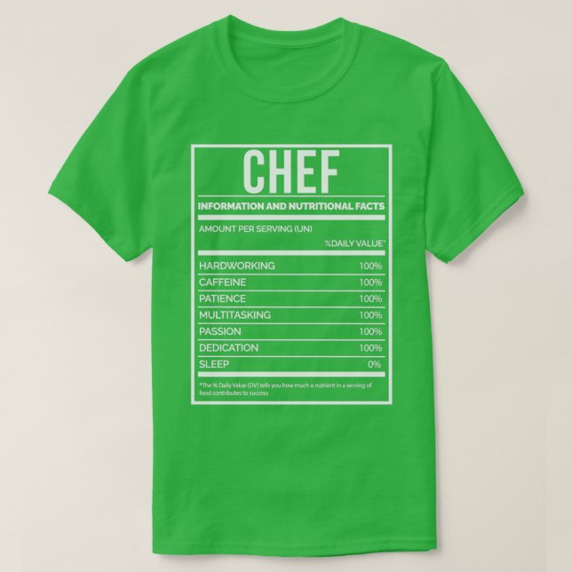 Koch Funny Cooking Nutrition Label T-Shirt (Design vorne)