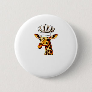 Koch Giraffe - Niedliche Giraffe in einem Koch-Hut Button