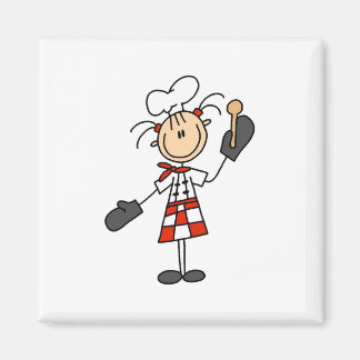 Koch Girl mit Holzlöffelmagneten Magnet