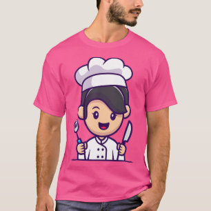 Koch Girl mit Knife und Spatula Cartoon T-Shirt