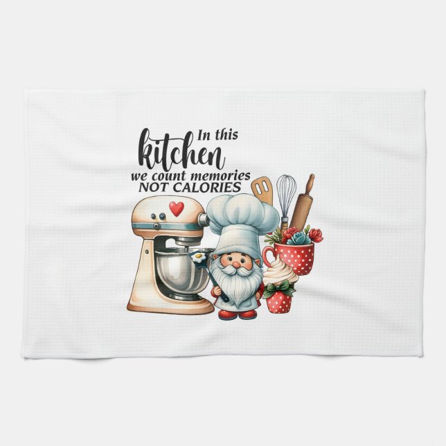 Koch Gnome wir zählen Erinnerungen nicht Kalorien Geschirrtuch (Horizontal)