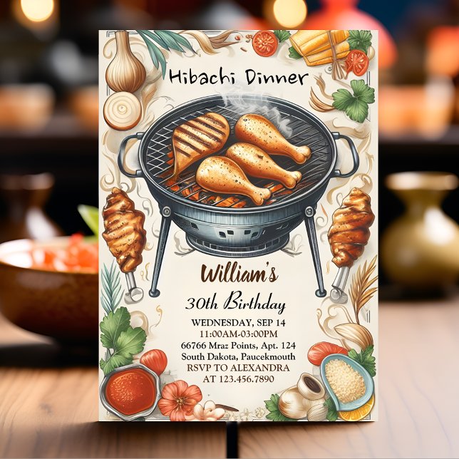 Koch Grillen Japanisch Sushi Hibachi 30. Geburtsta Einladung (Von Creator hochgeladen)
