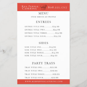Koch Hat Catering Menu Flyer