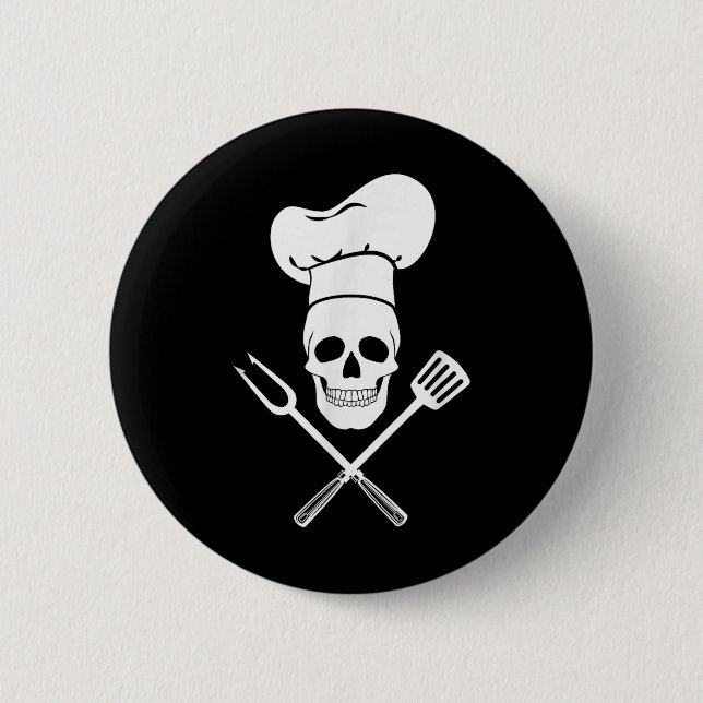Koch Hat Cook Skull Kitchen Grillen Barbecue Tools Button (Vorderseite)